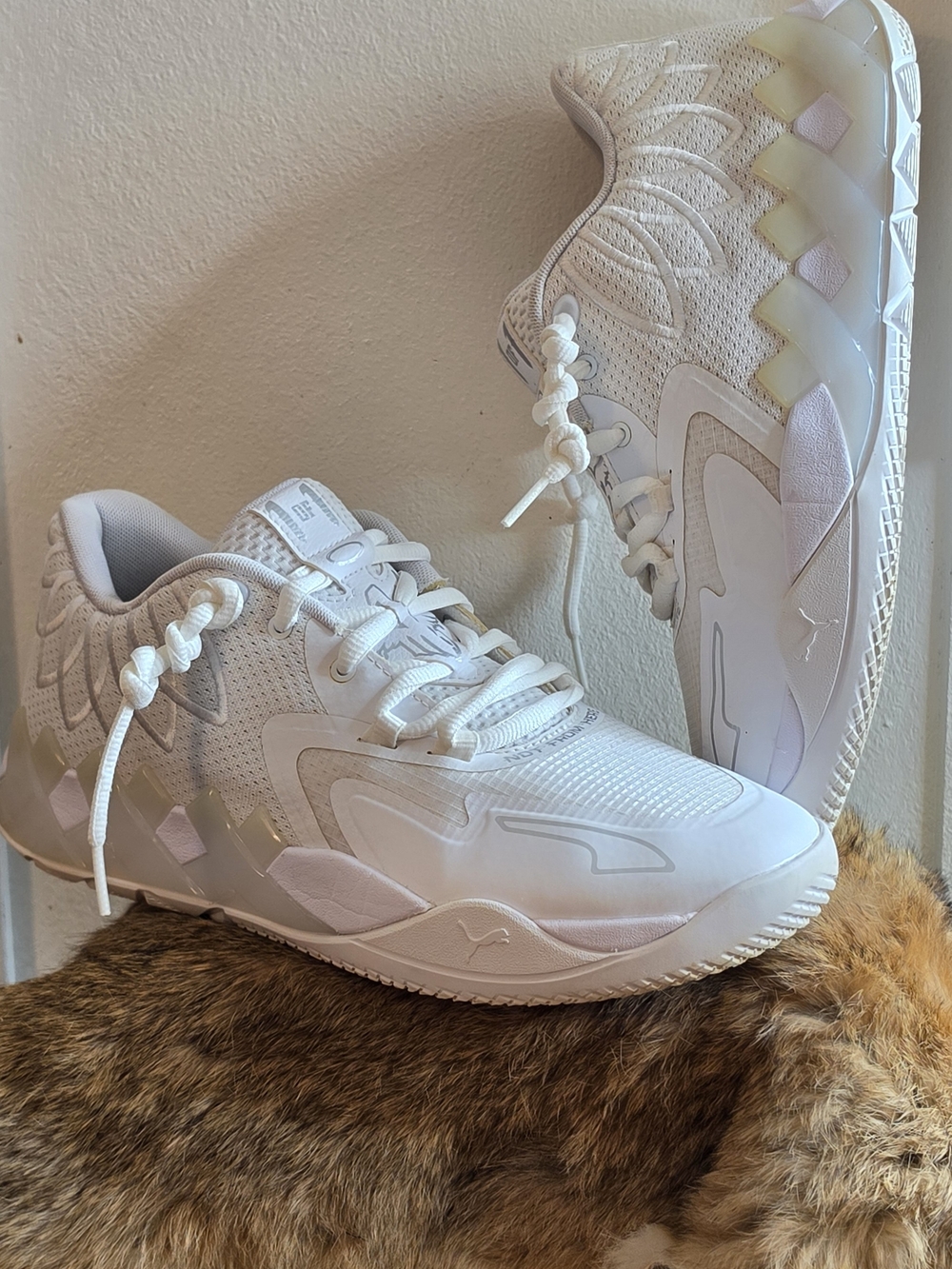 PUMA MB.01 Lo Team Colors Triple White Men’s Mid Top Lace-Up Sneakers 376941-04